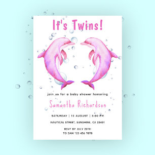 Het Tweeling Dolfijnen Onder de Zee Baby Shower Kaart