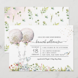 Het Tweeling Lavendel Ballon Baby Shower Uitnodigi Kaart