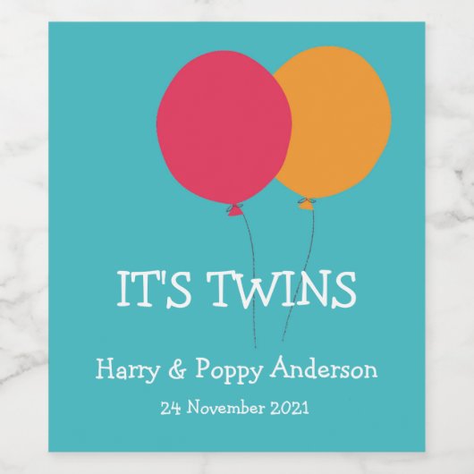 Het Tweeling Moderne Whimsical Wijnetiket Wijn Etiket (Enkel label)