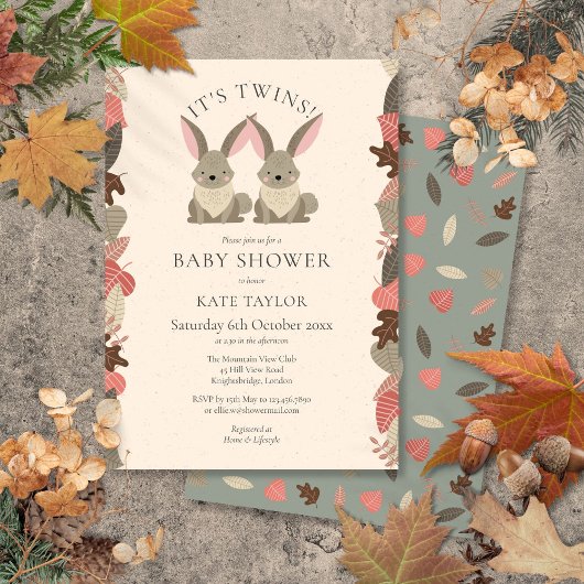 Het Twins Woodland Animals Baby shower is een dier Kaart