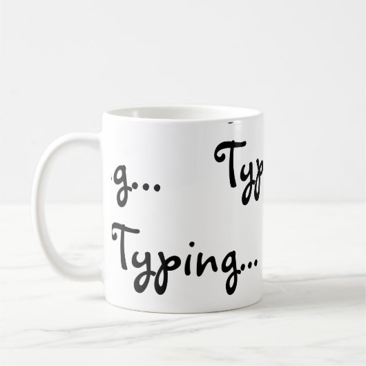 Het typen zwarte tekstbrieven koffiemok (Links)