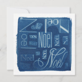 Het Typografische Vierkant Cyanotype van Noël Feestdagenkaart