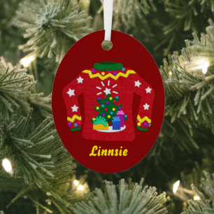 Het Ugly Sweater Felt Kijk eens aan Metalen Ornament