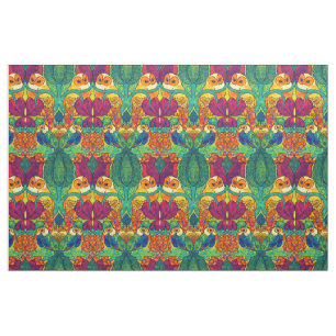 Het uil retro art nouveau patroon van Voysey Stof