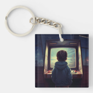 Het uiteindelijke niveau   Een retro arcade droom Sleutelhanger