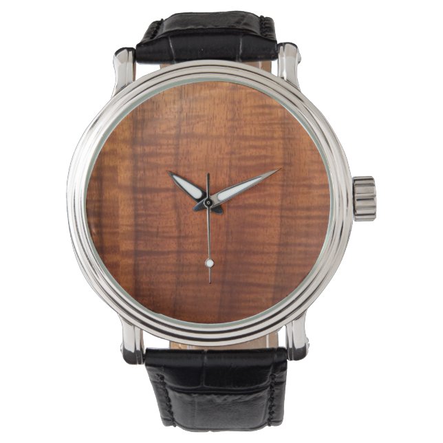 Het uiterlijk van een Hawaiian Koa Wood Watch Horloge (Voorkant)