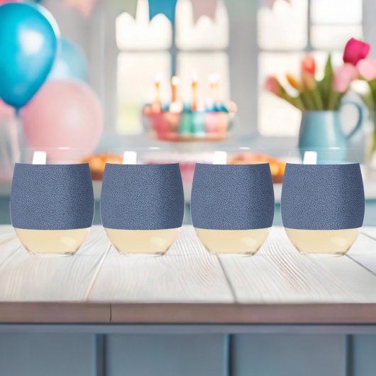 Het uiterlijk van Slutblauw Suede Texture Wijnglas Zonder Voet (Insitu (Baby Shower))