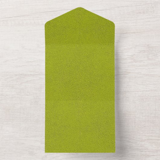 Het uiterlijk van Snuggly Chartreuse Green Suede All In One Uitnodiging (Binnen)