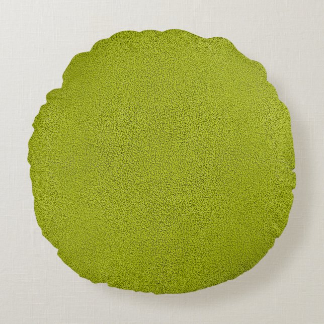 Het uiterlijk van Snuggly Chartreuse Green Suede Rond Kussen (Voorkant)