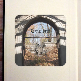 Het uitkijken door de Ruin Bookplaat Vierkante Sticker