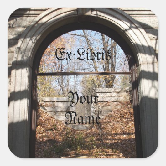Het uitkijken door de Ruin Bookplaat Vierkante Sticker (Voorkant)