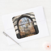 Het uitkijken door de Ruin Bookplaat Vierkante Sticker (Envelop)