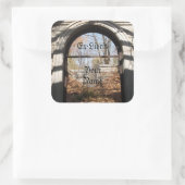 Het uitkijken door de Ruin Bookplaat Vierkante Sticker (Tas)