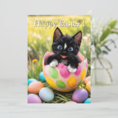 Het uitkomen van een plan: Felini's Paasverrassing Feestdagenkaart (Staand voorkant)