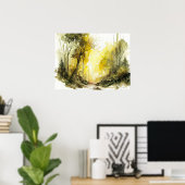 Het uitnodigen van Sun-dappled Forest Waterverf Poster (Thuiskantoor)