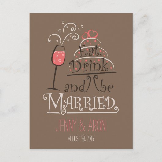 Het Uitnodigingsontwerp van de bruiloft Uitnodiging Briefkaart (Voorkant)