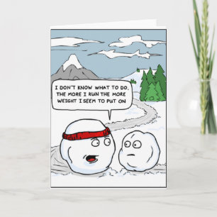 Het uitoefenen van Frosty Snowman Funny Card Feestdagen Kaart