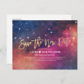 Het Uitstel van de bruiloft sparen de Nieuwe Datum Aankondigingskaart (Voorkant / Achterkant)