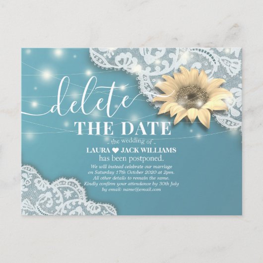 Het Uitstellen van het huwelijk schrapt de Datum Z Aankondigingskaart (Voorkant)