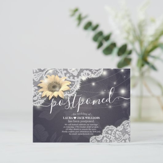 Het uitstellen van het huwelijk Verandert de Datum Aankondigingskaart (Staand voorkant)