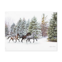 Het uitstrooien van de sneeuw door de paarden