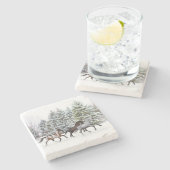 Het uitstrooien van de sneeuw door de paarden stenen onderzetter (Zijkant)