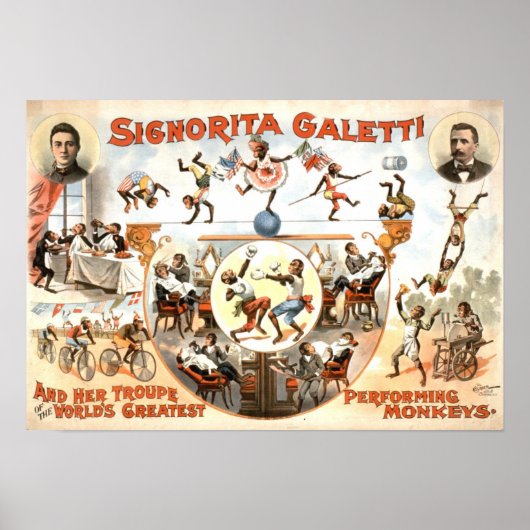 Het uitvoeren van Apen Vintage Poster (Voorkant)