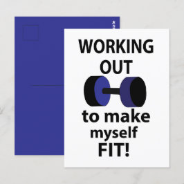 Het uitwerken van workout gewichten uitwerken briefkaart