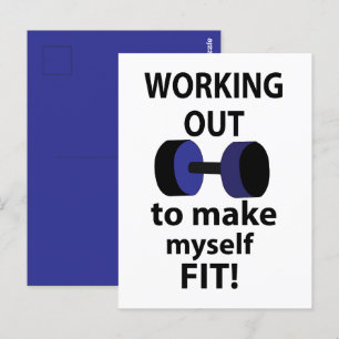 Het uitwerken van workout gewichten uitwerken briefkaart