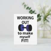 Het uitwerken van workout gewichten uitwerken briefkaart (Staand voorkant)