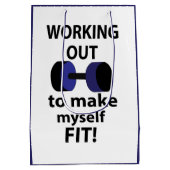 Het uitwerken van workout gewichten uitwerken medium cadeauzakje (Achterkant)