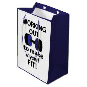 Het uitwerken van workout gewichten uitwerken medium cadeauzakje (Achterkant Gekanteld)