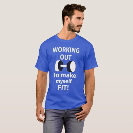 Het uitwerken van workout gewichten uitwerken t-shirt (Voorkant volledig)