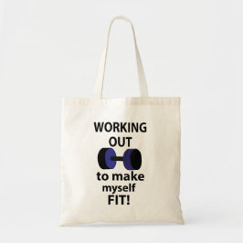 Het uitwerken van workout gewichten werken uit tote bag