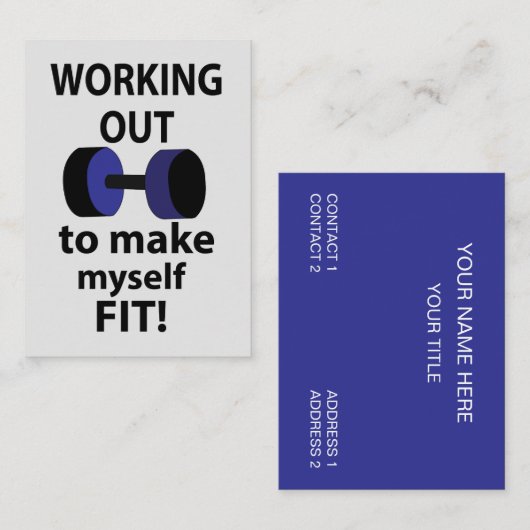 Het uitwerken van workout gewichten werken uit visitekaartje (Voorkant / Achterkant)