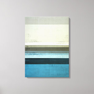 "Het Uitzicht" Blauw en grijze Abstracte kunst Canvas Afdruk