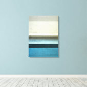'Het Uitzicht' Blauwe en Grijze Abstracte Kunst Canvas Afdruk (Insitu (Houten vloer))