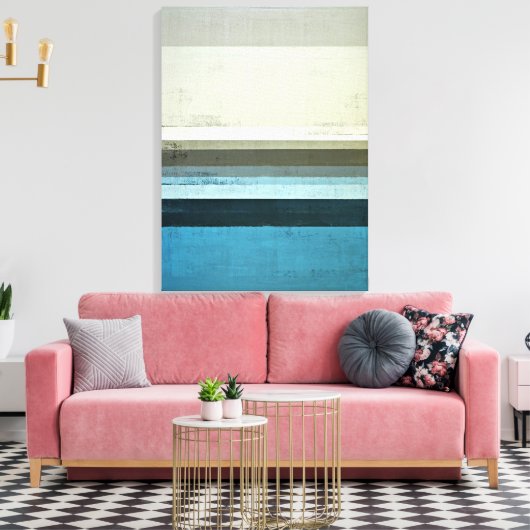 'Het Uitzicht' Blauwe en Grijze Abstracte Kunst Canvas Afdruk (Insitu (Woonkamer))