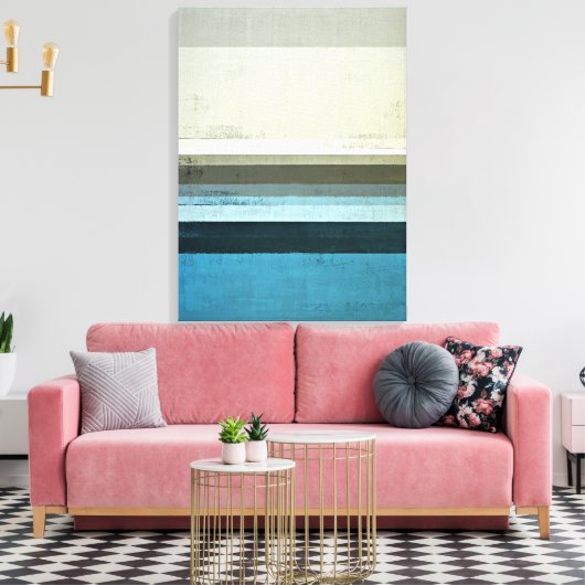 'Het Uitzicht' Blauwe en Grijze Abstracte Kunst Canvas Afdruk (Insitu (Woonkamer))