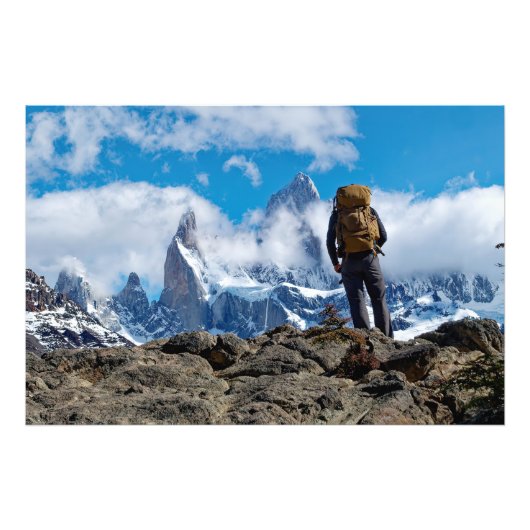 Het uitzicht op Mount Fitzroy vanaf het uitkijkpun Foto Afdruk (Voorkant)