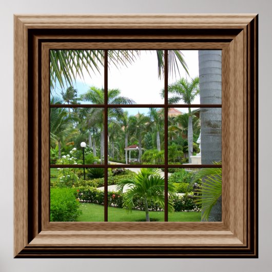 Het Uitzicht Tropisch Landschap van het venster va Poster (Voorkant)