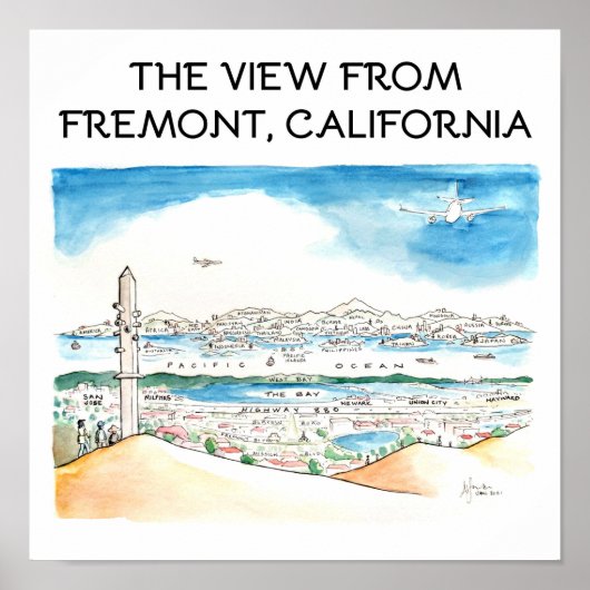 Het Uitzicht uit Fremont, Californië Poster (Voorkant)