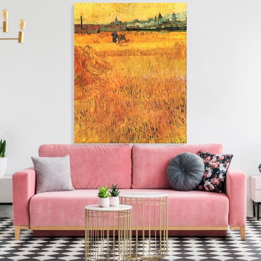 Het Uitzicht van Arles van de Gebieden van de Tarw Canvas Afdruk (Insitu (Woonkamer))