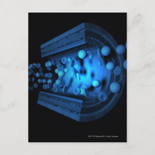 Het uitzicht van bloedcellen in een slagader snijd briefkaart