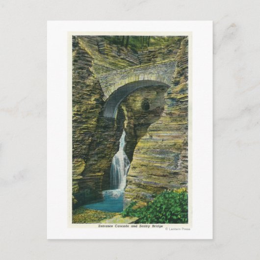 Het Uitzicht van de Brug van de ingang Cascade en  Briefkaart (Voorkant)