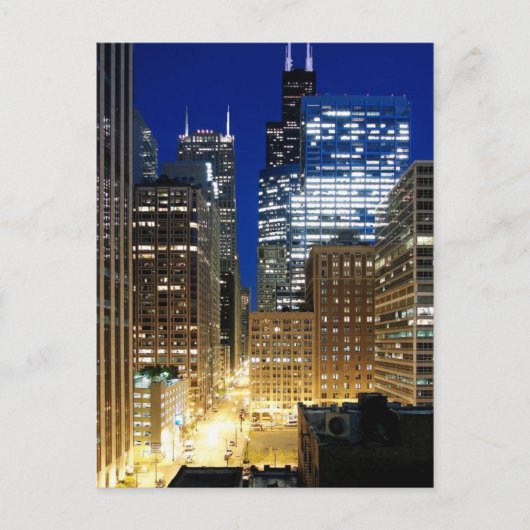 Het uitzicht van de nacht van cityscape van briefkaart (Voorkant)