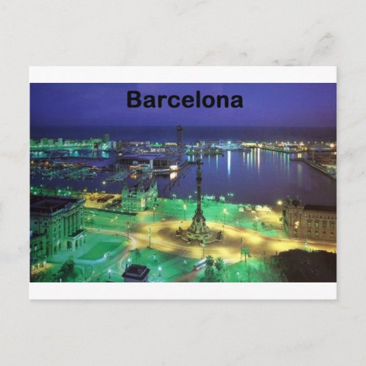 Het Uitzicht van de Nacht van Spanje Barcelona Briefkaart (Voorkant)