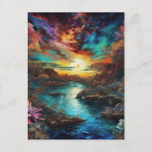 Het uitzicht van de nieuwe planeet is vreemd en on briefkaart