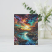 Het uitzicht van de nieuwe planeet is vreemd en on briefkaart (Staand voorkant)