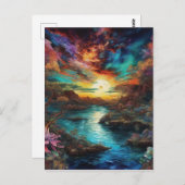 Het uitzicht van de nieuwe planeet is vreemd en on briefkaart (Voorkant / Achterkant)